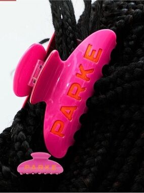 NWT Parker + Dunkin 2026 Pink and Orange Hair Claw Clip with Zip Bag